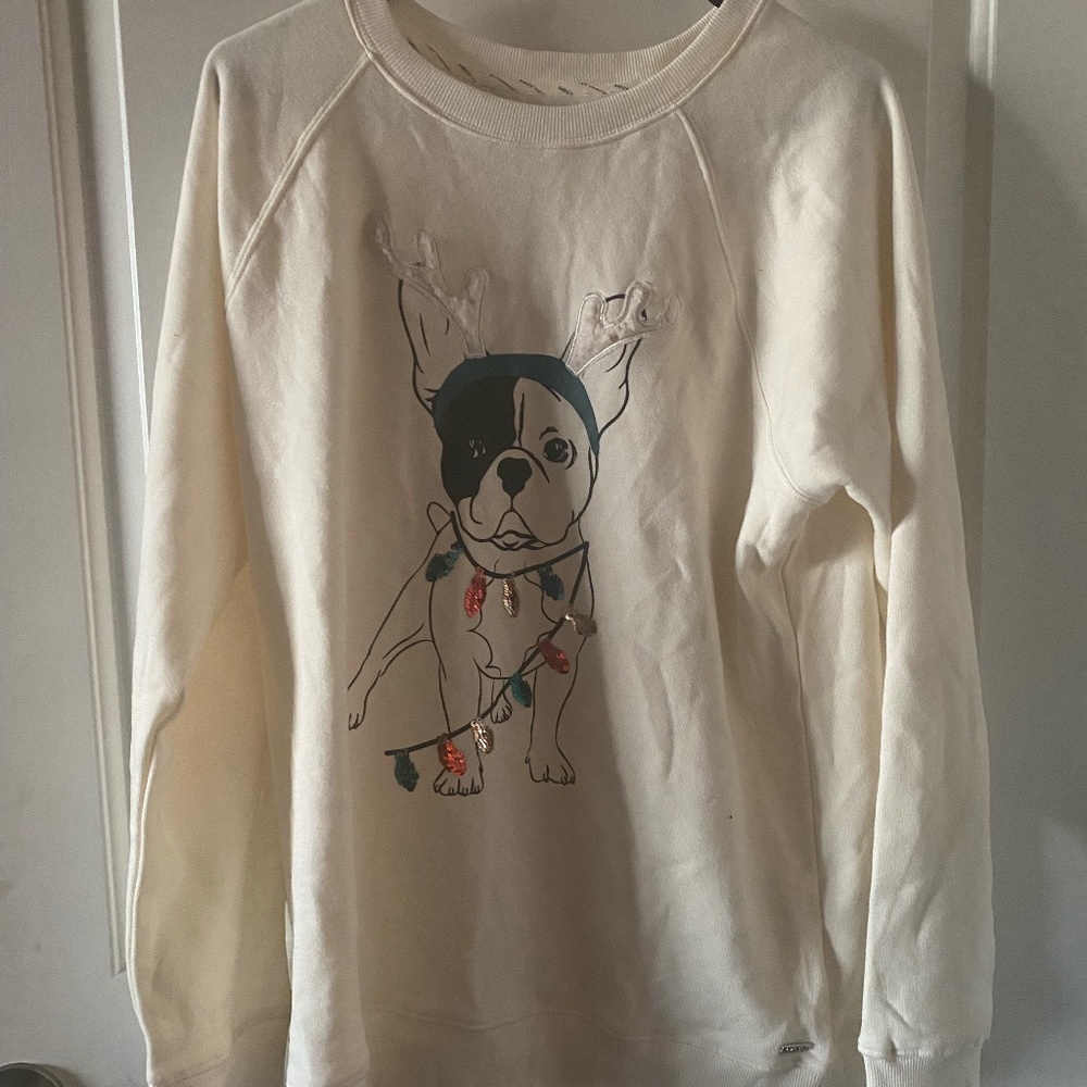 French Bull Dog Tangled In Christmas Lights | Medium